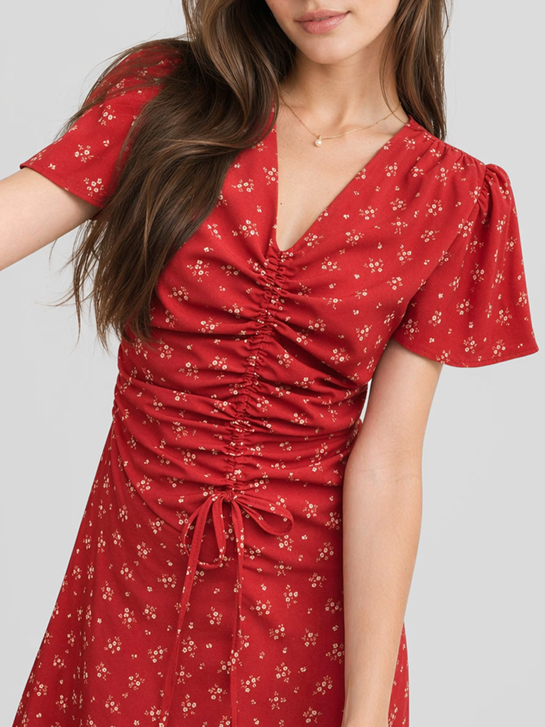 Elegant Floral Maxi-Red