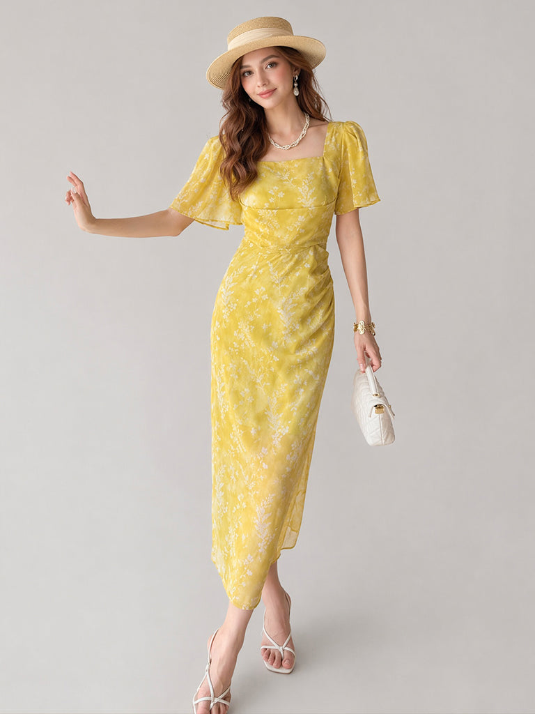Floral Garden Dress-Yellow