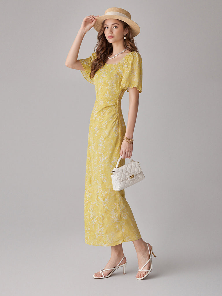 Floral Garden Dress-Yellow