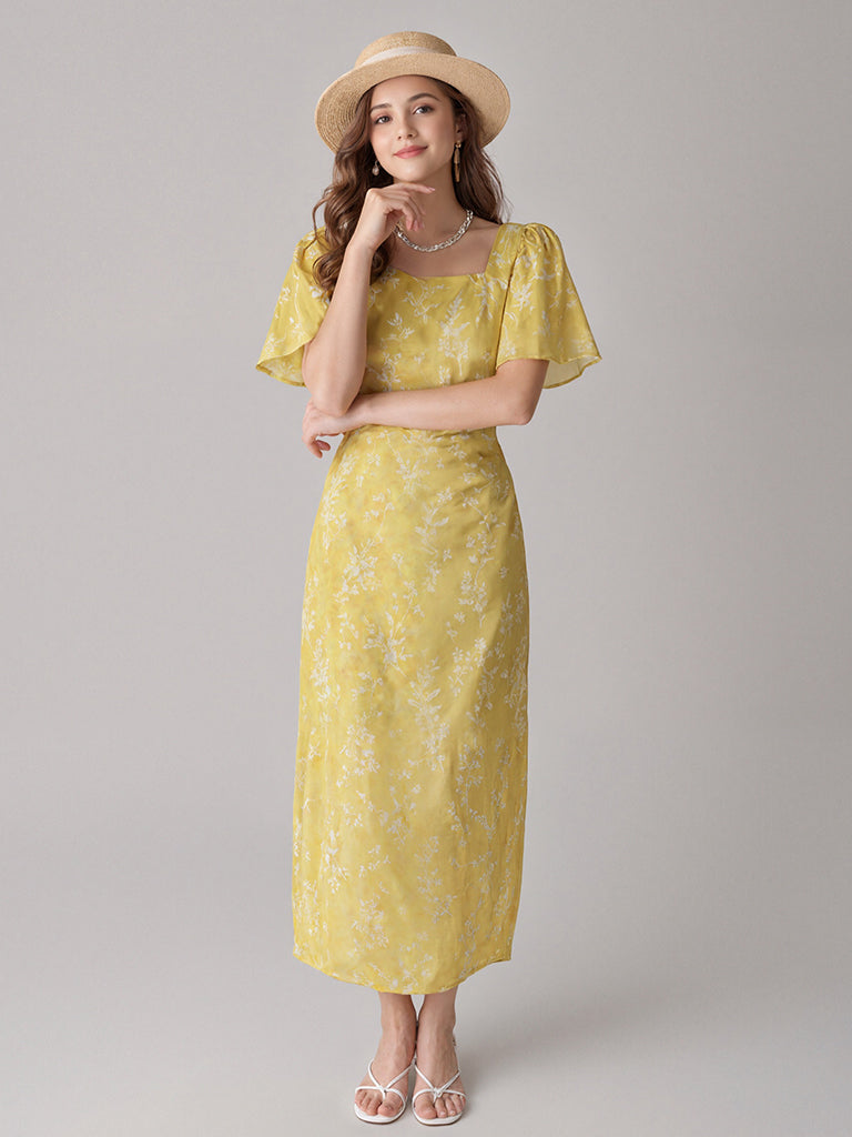 Floral Garden Dress-Yellow