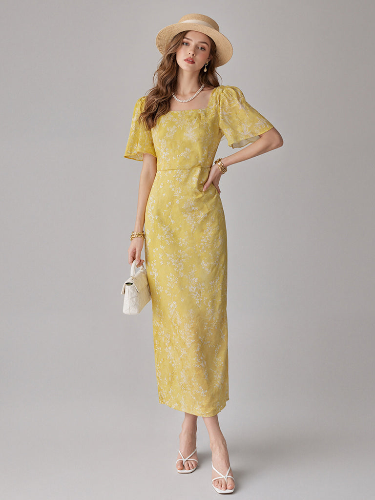 Floral Garden Dress-Yellow