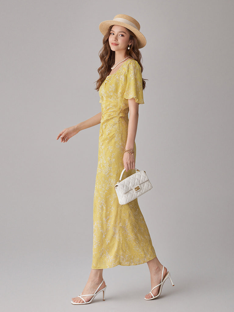 Floral Garden Dress-Yellow