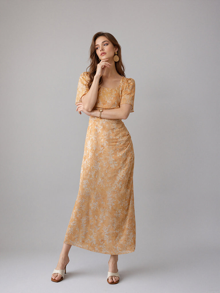 Floral Garden Dress-Orange