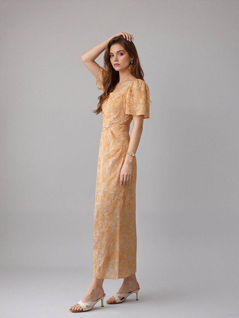 Floral Garden Dress-Orange