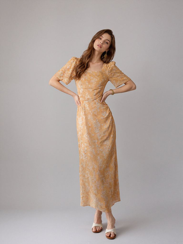 Floral Garden Dress-Orange
