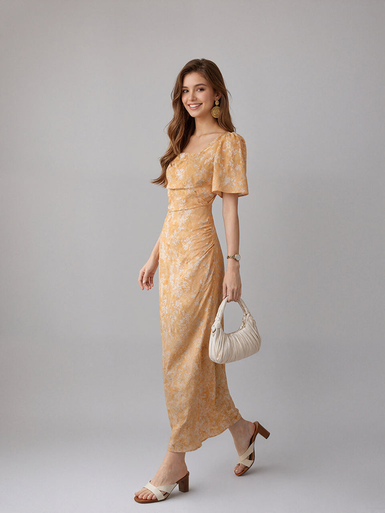 Floral Garden Dress-Orange