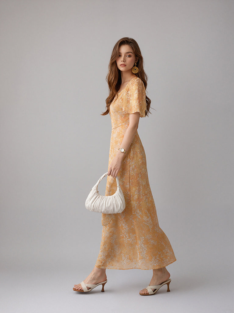 Floral Garden Dress-Orange