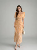 Floral Garden Dress-Orange