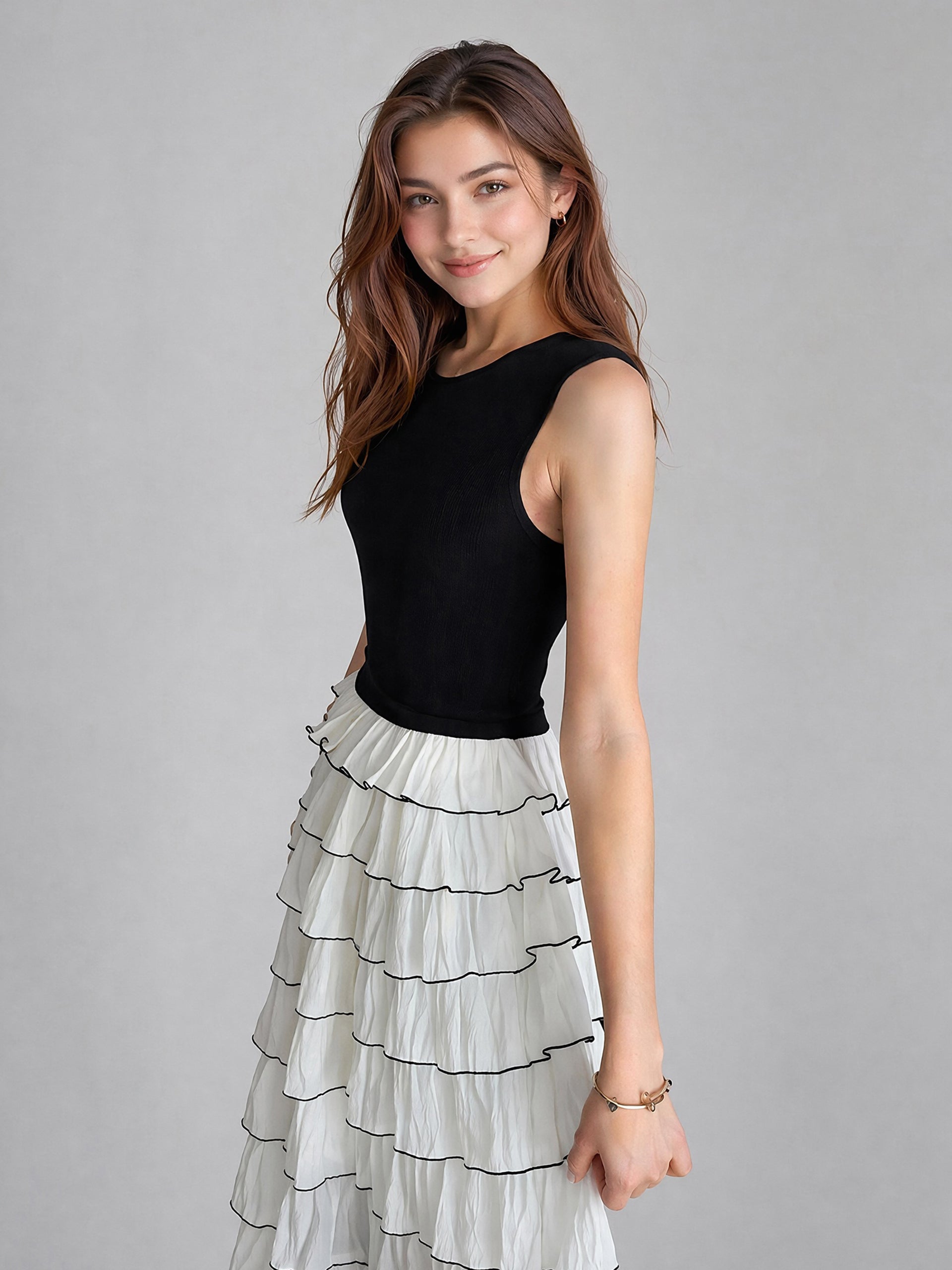 Ruffle Maxi Dress-Black