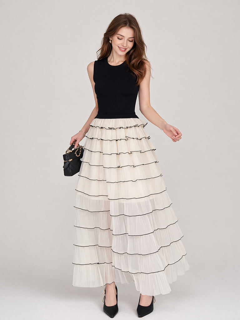 Ruffle Maxi Dress-Black