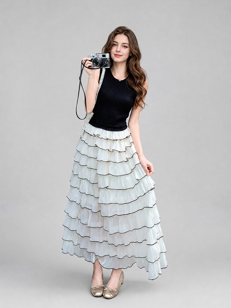 Ruffle Maxi Dress-Black