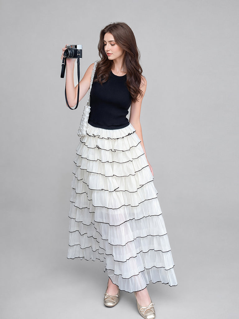 Ruffle Maxi Dress-Black