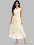 Ruffle Maxi Dress-Beige