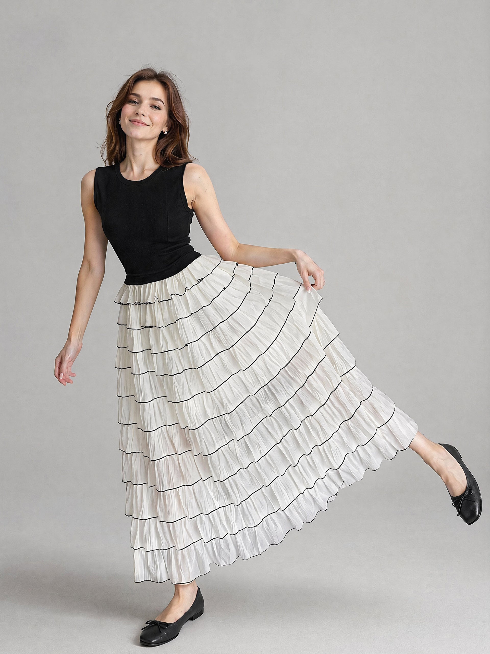 Ruffle Maxi Dress-Black