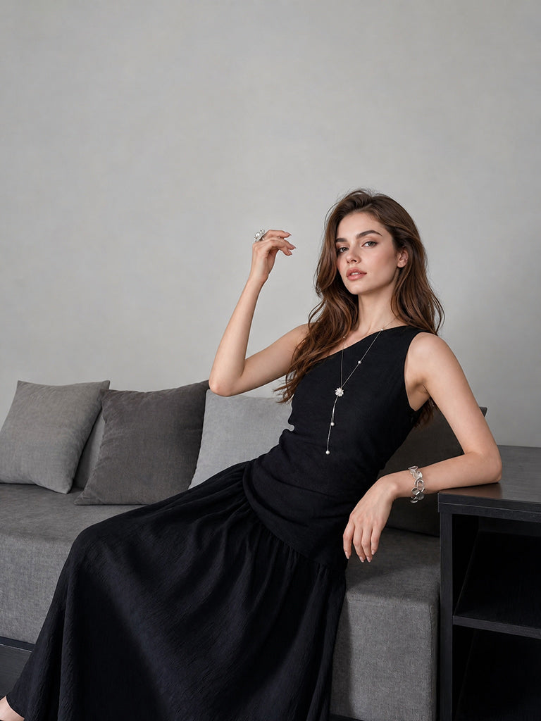 Midnight One-Shoulder Maxi